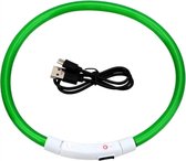 *** Verstelbare Groene LED Halsband - Oplaadbaar via USB - 60 / 70 cm - Graag goed opmeten - Duurzame en verstelbare lichtgevende halsband - van Heble® ***