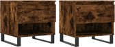 vidaXL - Salontafels - 2 - st - 50x46x50 - cm - bewerkt - hout - gerookt - eikenkleurig