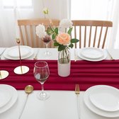Tafelloper van chiffon, in rood (70 cm x 550 cm), tafelloper van rode wijn, decoratieve stof, donkerrode tafeldecoratie voor verjaardagen, bruiloften, communies, bordeauxrood, 5 m