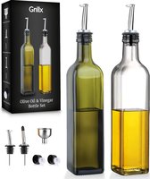 Bouteille d'huile d'olive et de vinaigre GrillX avec bec verseur – 500 ml – Accessoires de vêtements pour bébé inclus – Set huile et vinaigre – Bouteille d'huile en Verres