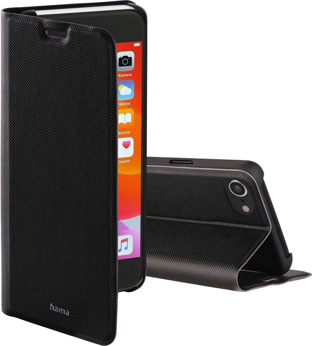 Hama Booklet Slim Pro Cover Hoesje geschikt voor Apple iPhone SE 2020 - Pasvakjes - Magnetische sluiting - Standfunctie - Perfecte Pasvorm - Zwart