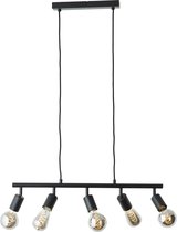 Brilliant lamp Tiffany bar hanglamp 5-lamps zwart mat metaal zwart 5x A60, E27, 28 W