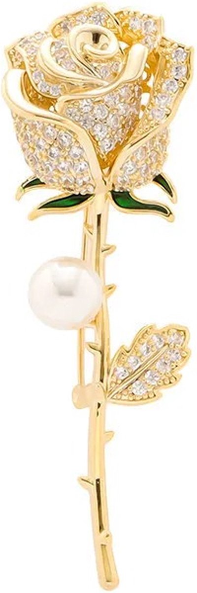 WiseGoods Luxe Roos Broche - Rozen Broches - Bloem Sierspeld - Kleding Speld - Kledij Pin - Cadeau - Decoratie Spelden - Goud