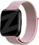 Bandz nylon loop band geschikt voor Fitbit Versa / Versa 2 - Hoogwaardig nylon materiaal smartwatchbandje - Nylon Fitbit Versa / Versa 2 bandje met klittenbandsluiting - roze nylon bandje