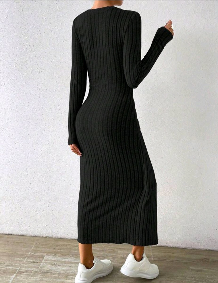 ASKSA Gebreide damesjurk met rolkraag, trui-jurk, elegant, voor vrije tijd, midi jurk, tops, bruin, XL