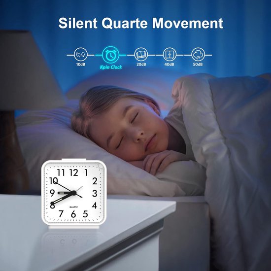 Stille Wekker Voor Op Het Nachtkastje - Batterij Aangedreven Met Groot Display En Snooze Functie