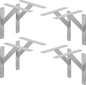 ML-Design 8 stuks plankdrager 240x240 mm, zilver, aluminium, zwevende plankdrager, plankdrager, wanddrager voor plankdrager, plankdrager voor wandmontage, wandplankdrager plankdrager