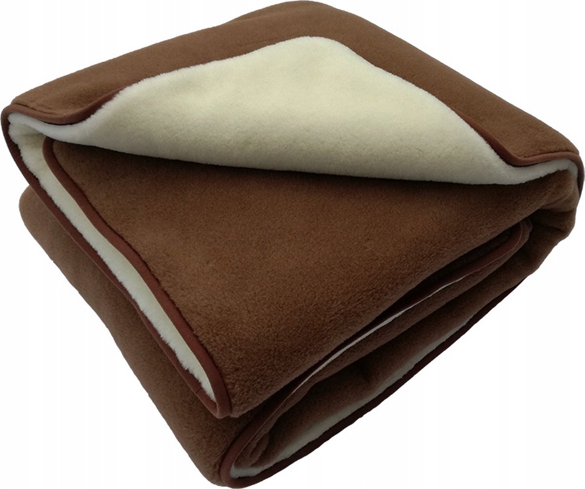OnceDoce® Deken 100% Wol - Dubbelzijdig Zeer Warm - Puur Australische Merino & Kamelen Wol Blend Cocoa Milk – Bruin Wit Premium Wollen Deken OnceDoce® 2 x 460 g/m² - Warm Ademend Zacht – Woolmark ® Keurmerk - Wasbaar – 140x200cm