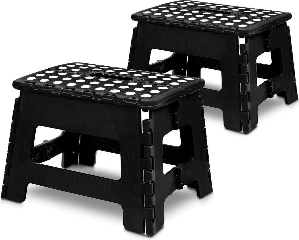 Tabouret Pliant Sécurisé Avec Verrou - 28 Cm De Haut, Capacité 113 Kg, Antidérapant, Blanc Crème