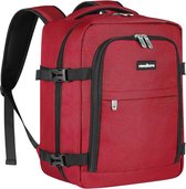 Handbagage, rugzak voor Ryanair, 40 x 20 x 25 cm, cabinetas, maximale grootte van de cabinetas, vliegtas, bagage, weekendtas met schouderriem, handtas, sporttas, 20 liter, rood