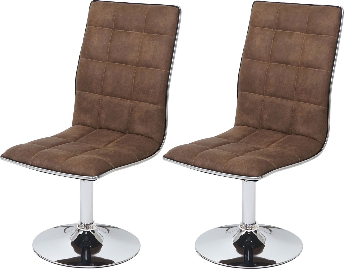 Cosmo Casa 2 - Delige set eetkamerstoel - Keukenstoel - In hoogte verstelbaar en draaibaar - Stof/textiel - Vintage bruin