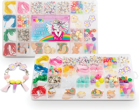 Joya Creative Unicorn Sieraden Set - DIY Sieraden maken meisjes - met Kleurrijke Kralen en Bedels - Ideaal voor Kinderen Sieraden Knutselen