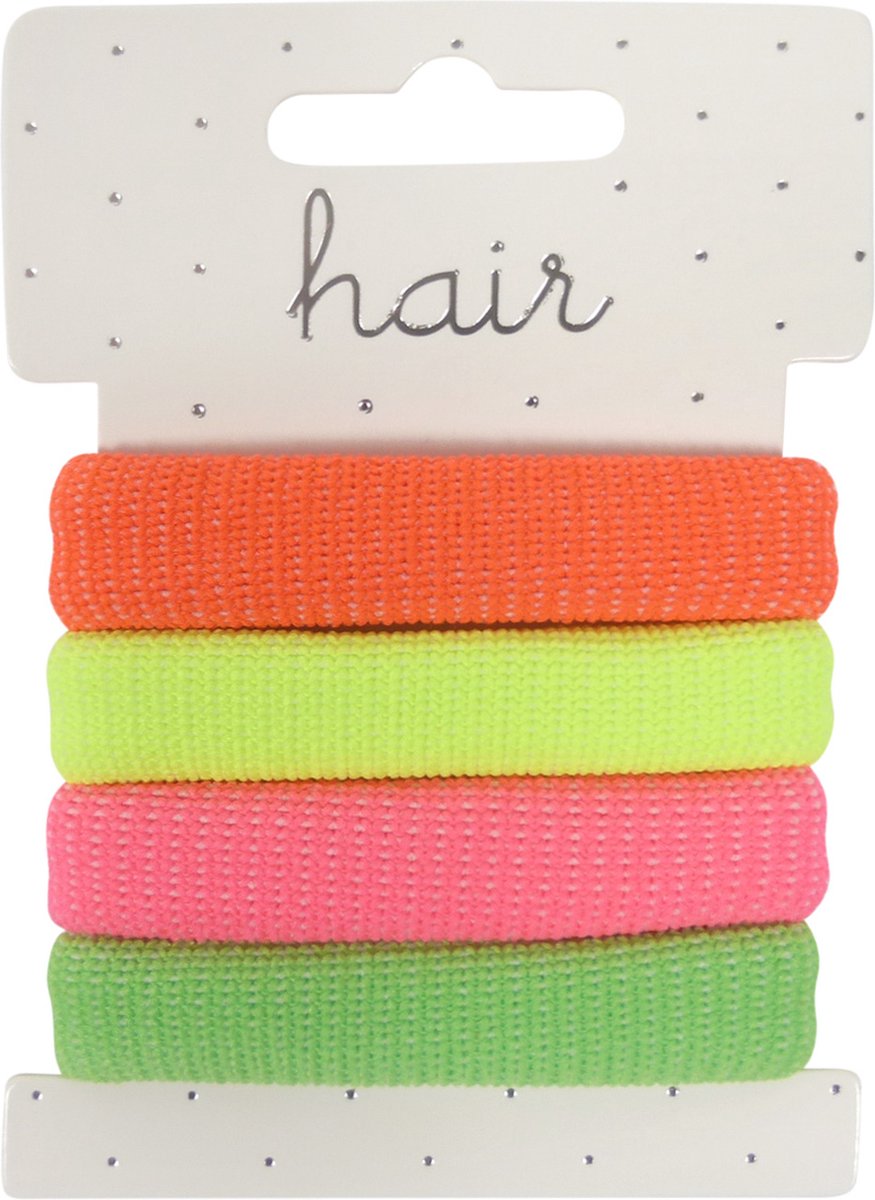 Elastiek Gebreid - Neon Tinten - 4 stuks