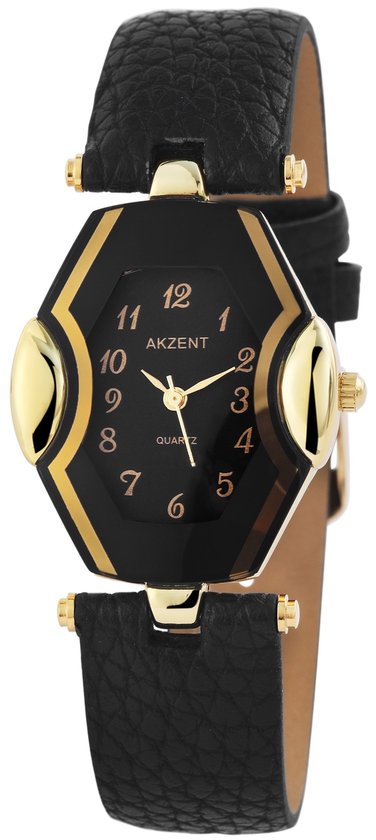 Akzent-Dames horloge-Analoog-Rond-31MM-Zilverkleurig-Grijs lederen band.