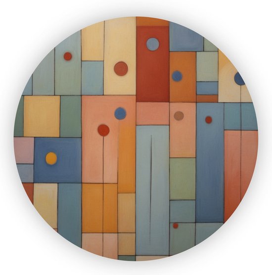 Schilderij Abstract - Woonkamer wandschalen - Muurcirkels abstracte kunst - Wanddecoratie industrieel - Wandschaal - Muurkunst - 60 x 60 cm 3mm