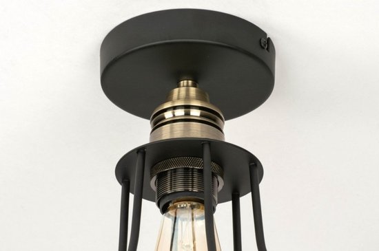 Lumidora Plafondlamp 73493 - Plafonniere - RIEK - E27 - Zwart - Messing - Metaal - ⌀ 15 cm