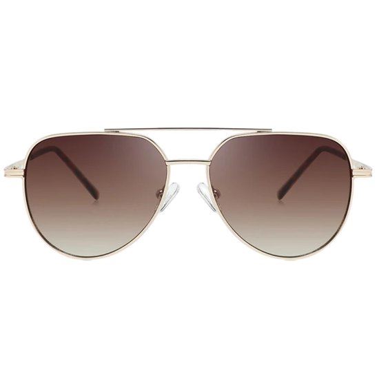 Fako Sunglasses® - Pilotenbril - Piloot Zonnebril - Heren Zonnebril - Dames Zonnebril - Model Clark - Goud - Bruin van Fako Sunglasses® — afbeelding 2