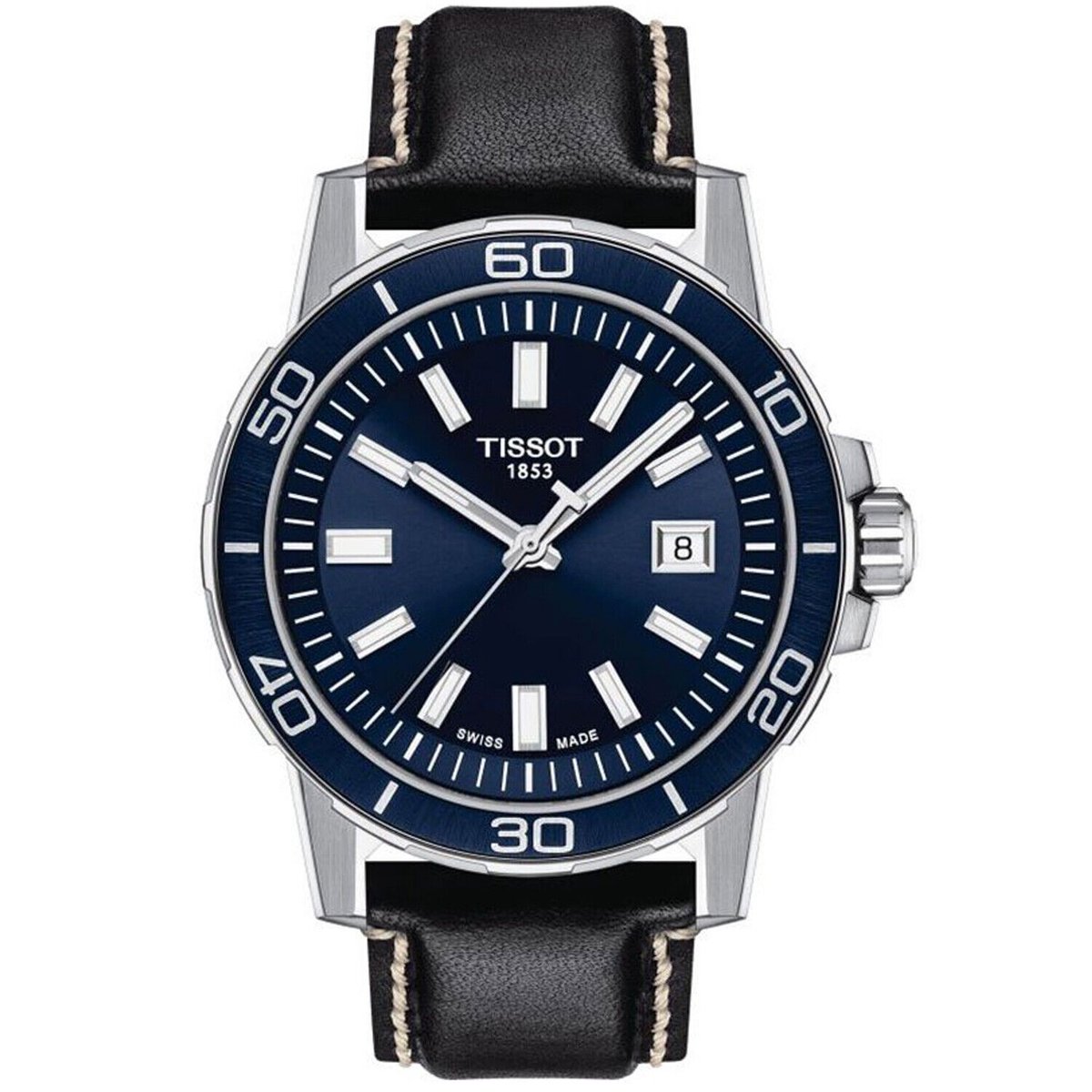 Tissot Supersport Gent T1256101604100 Horloge - Leer - Zwart - Ø 44 mm