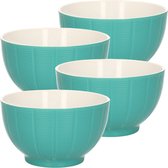 Excellent Houseware Bols à soupe/plats de service - 6x - Venice - céramique - D14 x H8 cm - vert jade