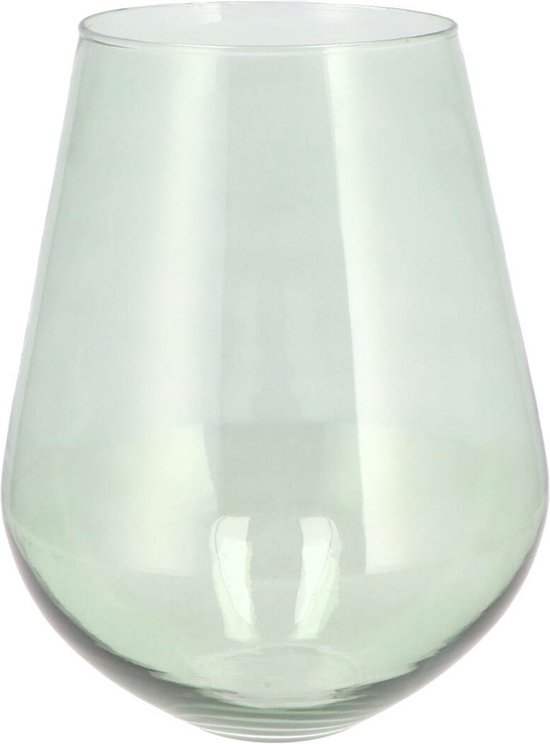 DK Design Bloemenvaas Mira - druppel vorm vaas - groen glas - D20 x H22 cm - boeketvazen