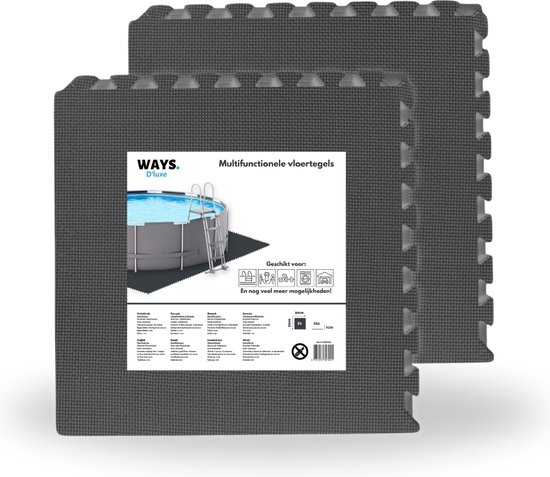 WAYS D'luxe - Voordeelpakket - Vloertegel - Antraciete zwembad tegels - 16 tegels - 50 x 50 cm - 4 m²