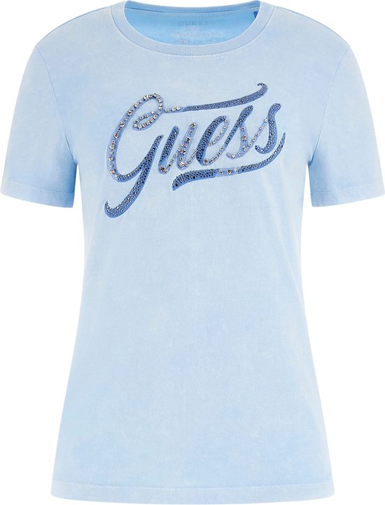 T-Shirt Femme Guess SS CN Stone Tee - Blue Acide - Taille XL
