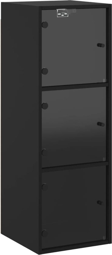 vidaXL - Wandkast - met - glazen - deuren - 35x37x100 - cm - zwart