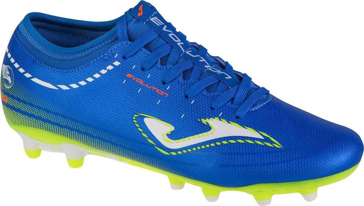 Joma Evolution 2404 FG, blauwe voetbalschoen voor mannen, maat 40,5, gemaakt van synthetisch leder met kurken zolen.