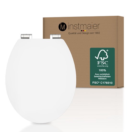 siège de toilette instmaier - Bois MDF - durable avec certification FSC - Wit