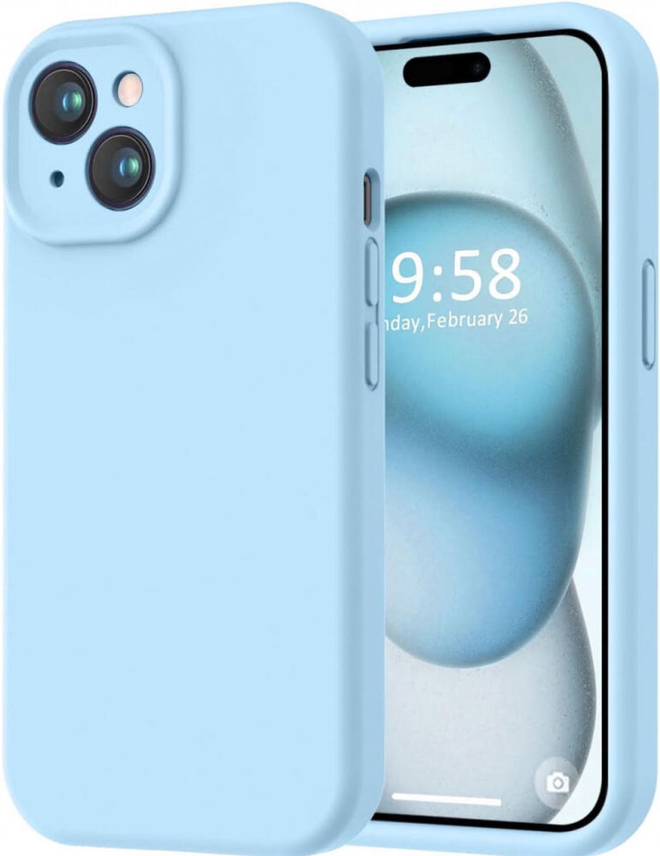 Hoesje met Camera Bescherming Geschikt voor Apple iPhone 15 | Back Cover | Dun | Flexibel Zacht Siliconen | Blauw