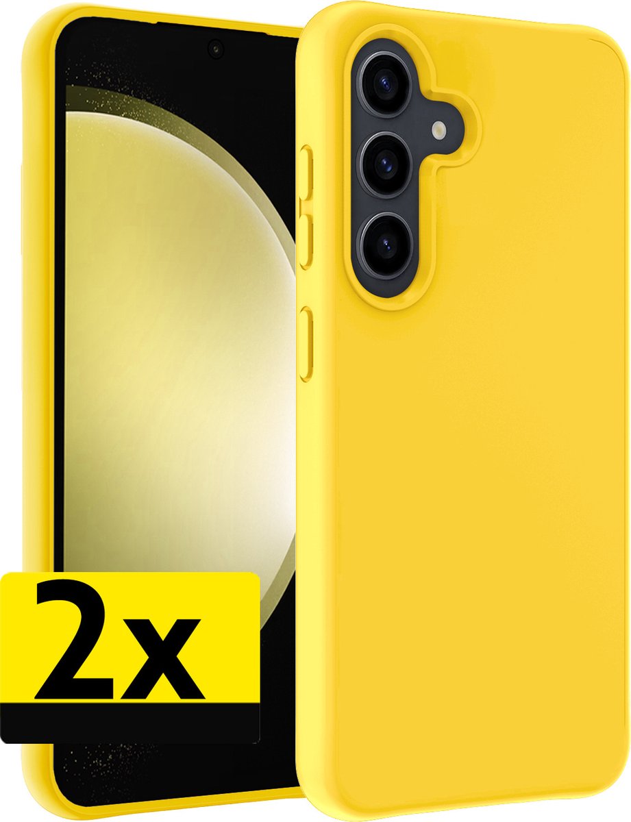 Hoesje - 2 Stuks - Geschikt voor Samsung Galaxy S23 FE - Sterk & Shockproof - Case Siliconen - Back Cover - Telefoon Hoes - Telefoonhoesjes - Geel