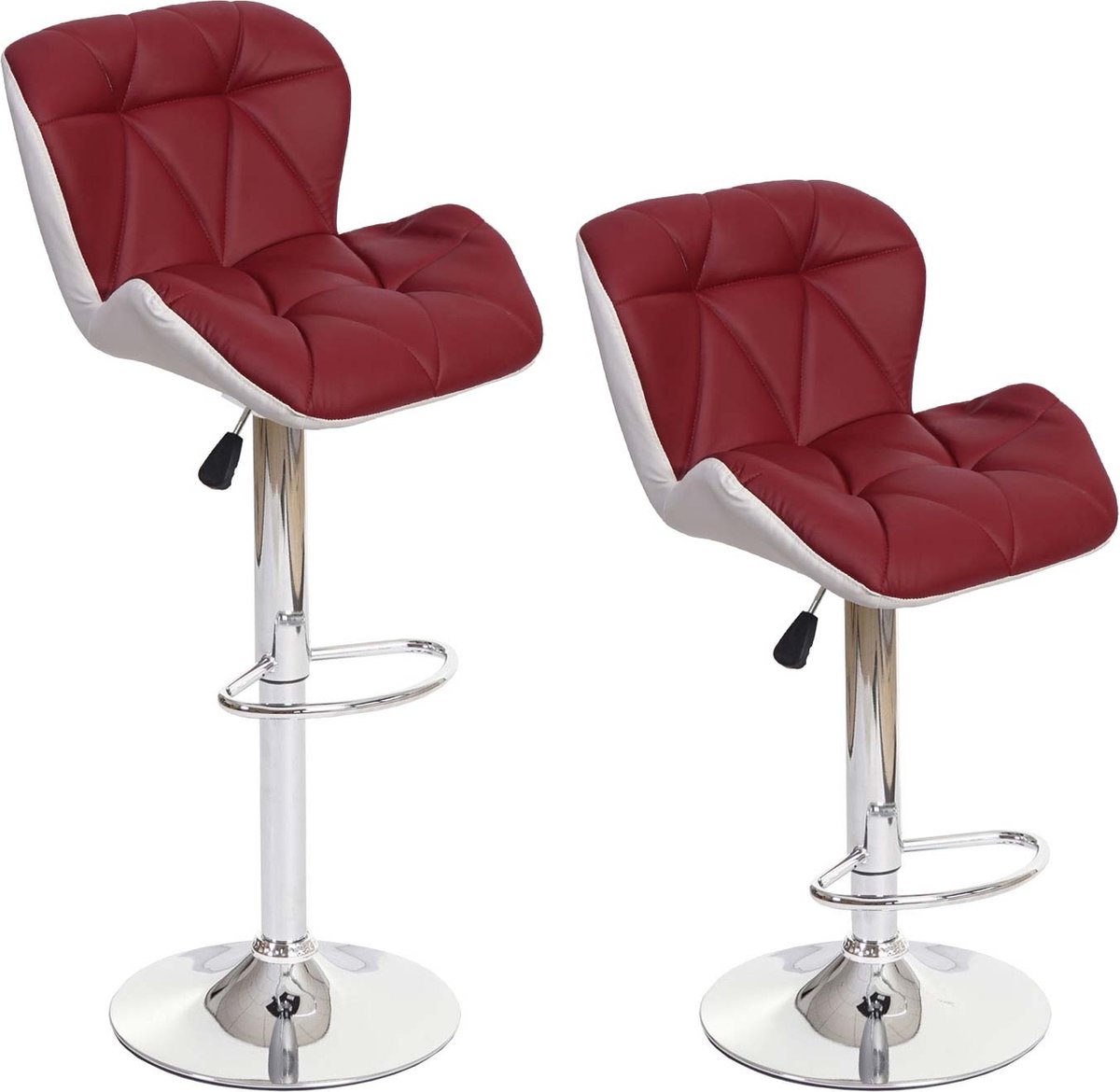 Cosmo Casa 2 - Delige set barkrukken - Barkruk - Verstelbare barkruk - Kunstleer - Bordeaux Rood