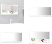 vidaXL Badkamerspiegel 80x10-5x37 cm spaanplaat hoogglans wit - Spiegel - Spiegels - Badkamerspiegel - Badkamerspiegels