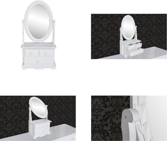 vidaXL Coiffeuse avec miroir ovale rotatif MDF - Coiffeuse - Coiffeuses - Coiffeuse - Tables