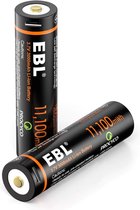 EBL 2-Pack Oplaadbare Batterijen 18650 - Rechargeable 11100 mWH 18650 Batterij met 2in1 Oplaadkabel - Lithium Micro USB Batterijen