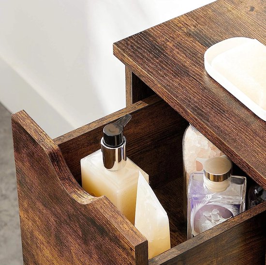 Topquality VASAGLE Badkamermeubel, Hoge Kast, Badkamermeubel, 3 Open Vakken 2 Verstelbare Planken Achter De Deur Opbergkast Voor Badkamer Hal Keuken Woonkamer Vintage Bruin Bbk160x01