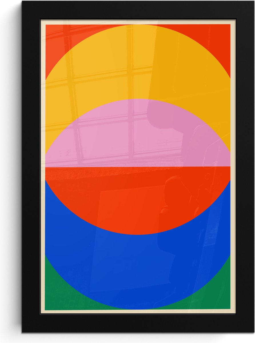 FrameYourWall Poster in lijst - Fotolijst 20x30 cm - Posters - Bauhaus - Modern - Abstract - Retro - Kunst - Posterlijst zwart - Decoratie - Wanddecoratie woonkamer - Muurdecoratie slaapkamer Kleurrijk
