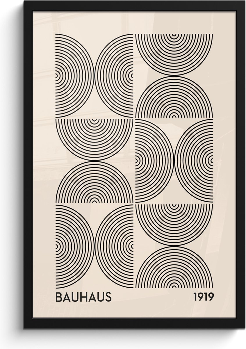 FrameYourWall Poster in lijst - Fotolijst 40x60 cm - Posters - Bauhaus - Vintage - Modern - Zwart - Art - Posterlijst zwart - Decoratie - Wanddecoratie woonkamer - Muurdecoratie slaapkamer