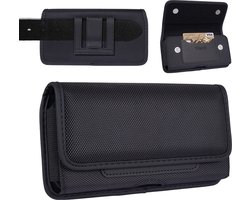 Riem Holster Hoesje - Universeel Telefoonhoesje Nylon Holster 5.5 Hoesje Geschikt Voor Samsung Galaxy S24 ultra hoesje / Hoesje Geschikt Voor Samsung Galaxy S24 Plus hoesje / Sasmung S23 FE Zwart