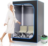 Full Size Portable Sauna Tent for Two Person - Collapsible Home Body Therapy Spa Steam Heating Kit - Relaxation with 1600W Steamer Pot - 2 Foldable Chairs - Level and Timer Setting