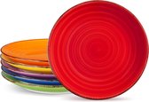 Bonita Multicolour 85" Dinerbord Set van 6 - Handgeschilderd - Rustieke Look - 215 cm - Krasbestendig - Serveerbord voor Diner/Biefstuk - Grote Bordenset borden set