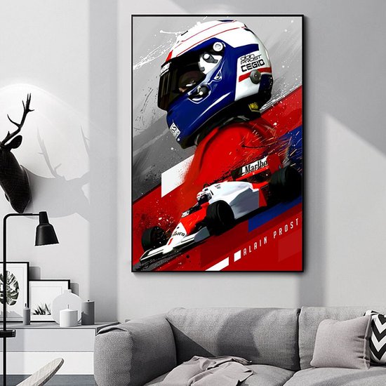 Allernieuwste Canvas Alain Prost Formule 1 Coureur - F1 Grand Prix - Kleur - 50 x 70 cm
