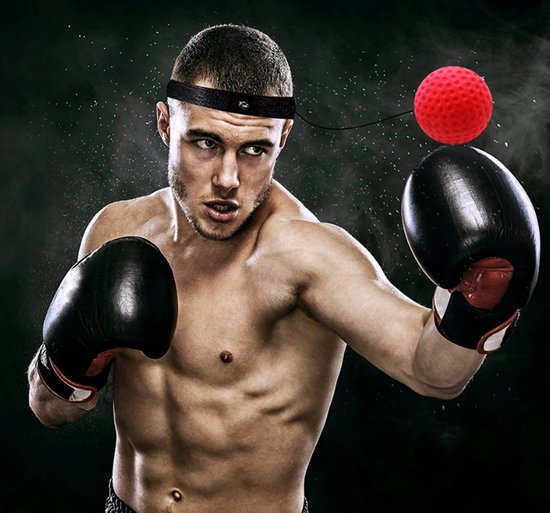 Reflex Ball - Advanced - Rood/ Box Reflex Bal / Hoofd Reflexbal / Hoofdband / Workout / Mini Punch Home Trainer Boks Kickboks / Rood Zwart
