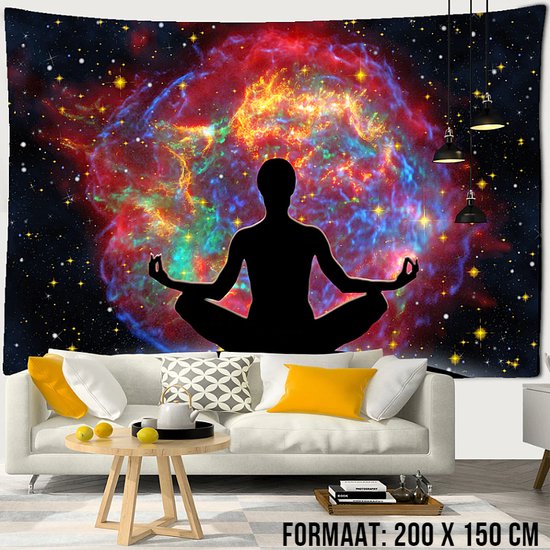 Urban Loft Wandkleed Groot Wandtapijt Wanddecoratie Minimalisme Muurkleed Tapestry - Boeddha Yoga Meditatie 1 - Kleur - 200 x 150 cm