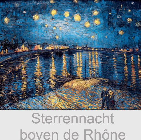 Allernieuwste.nl® Canvas Schilderij Vincent Van Gogh - Sterrennacht boven de RhÃ´ne - Poster - Reproductie - 60 x 90 cm - Kleur