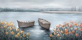 Allernieuwste.nl® Canvas Schilderij Abstract Zee Landschap 2 - Kunst aan je Muur - 50 x 100 cm - kleur