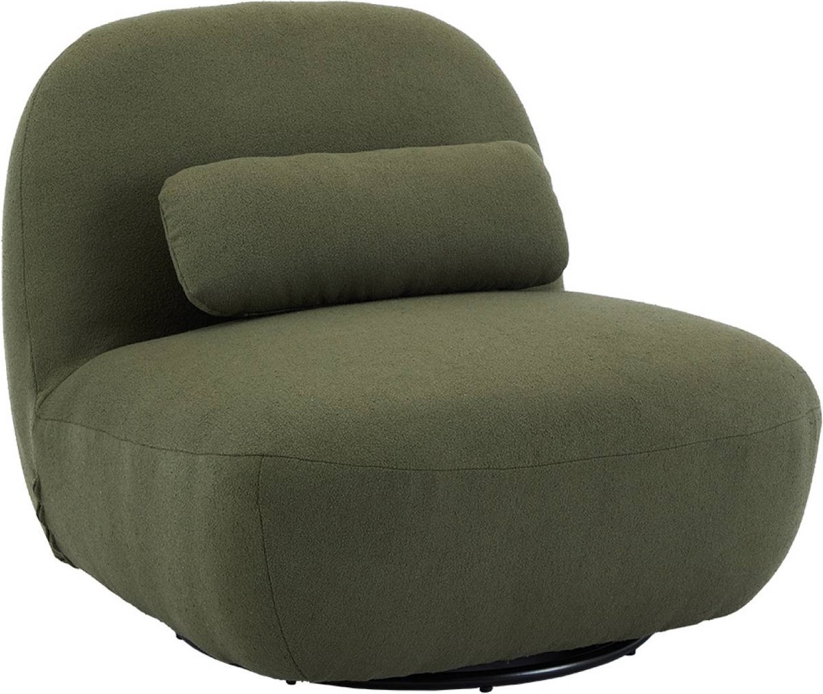 sweeek - Draaiende fauteuil 360° in gestructureerde bouclette en metaal met kussen