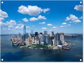 Tuinschilderij New York - Manhattan - Skyline - 80x60 cm - Tuinposter - Tuindoek - Buitenposter