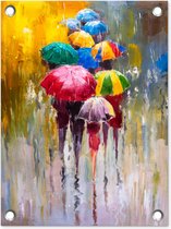 Tuin decoratie Schilderij - Paraplu - Olieverf - 30x40 cm - Tuindoek - Buitenposter