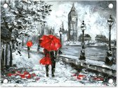 Tuin decoratie Schilderij - Paraplu - Olieverf - 40x30 cm - Tuindoek - Buitenposter